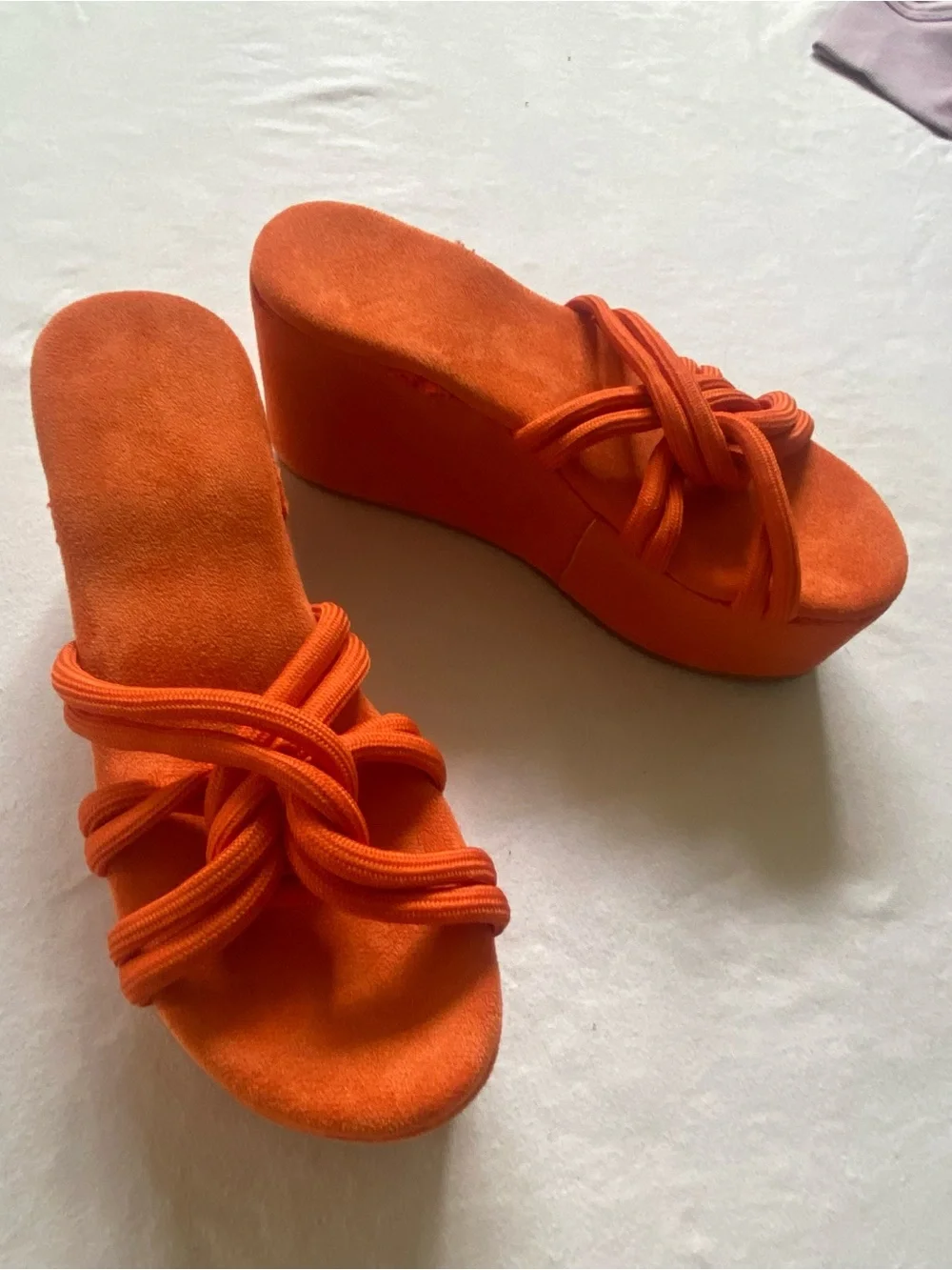 Orange Platform Knot-Detail Women's Sandals